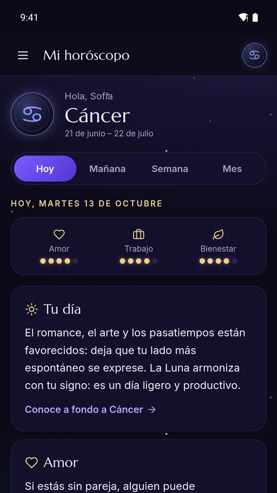 Horóscopo diario de Cáncer en la app Guía Estelar